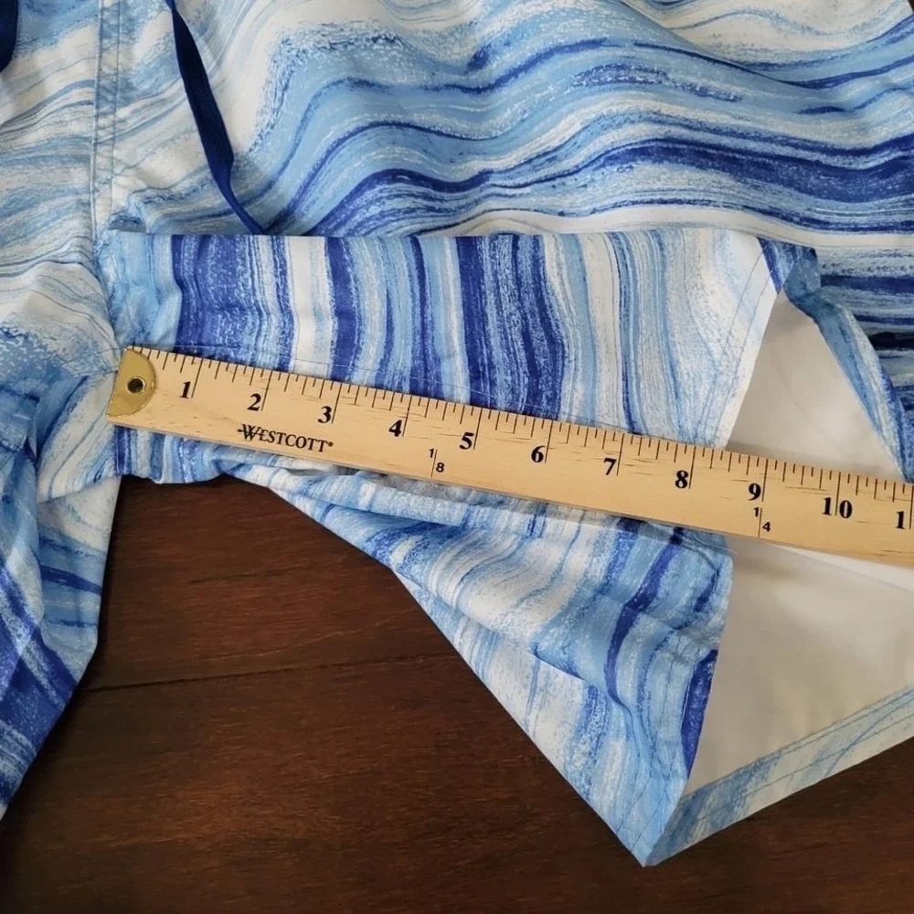 NWT Outdoor Oasis Mens Swim Trunks Shorts Size 2XLT Big & Tall Blue White Marble
